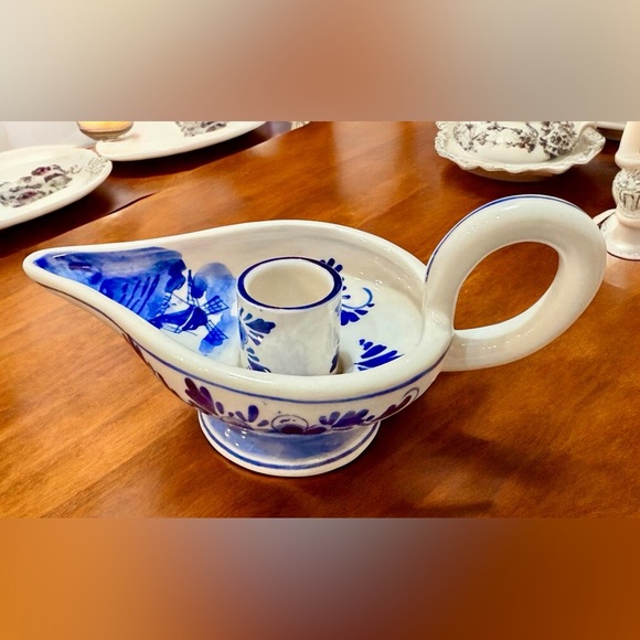 Delfts Blue Hand Painted Aladdin Candle Stick Holder - Picture 9 of 10